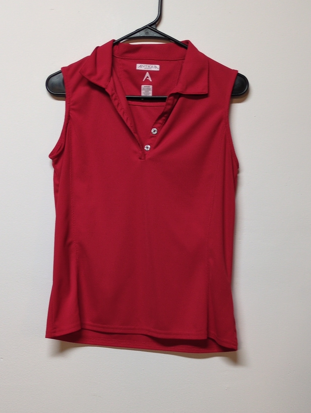 Antiqua Red Button Polo Tank, Size M
